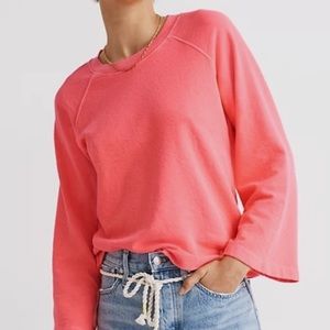 100% Cotton Madewell Terry Raglan Sweatshirt in Neon Pink